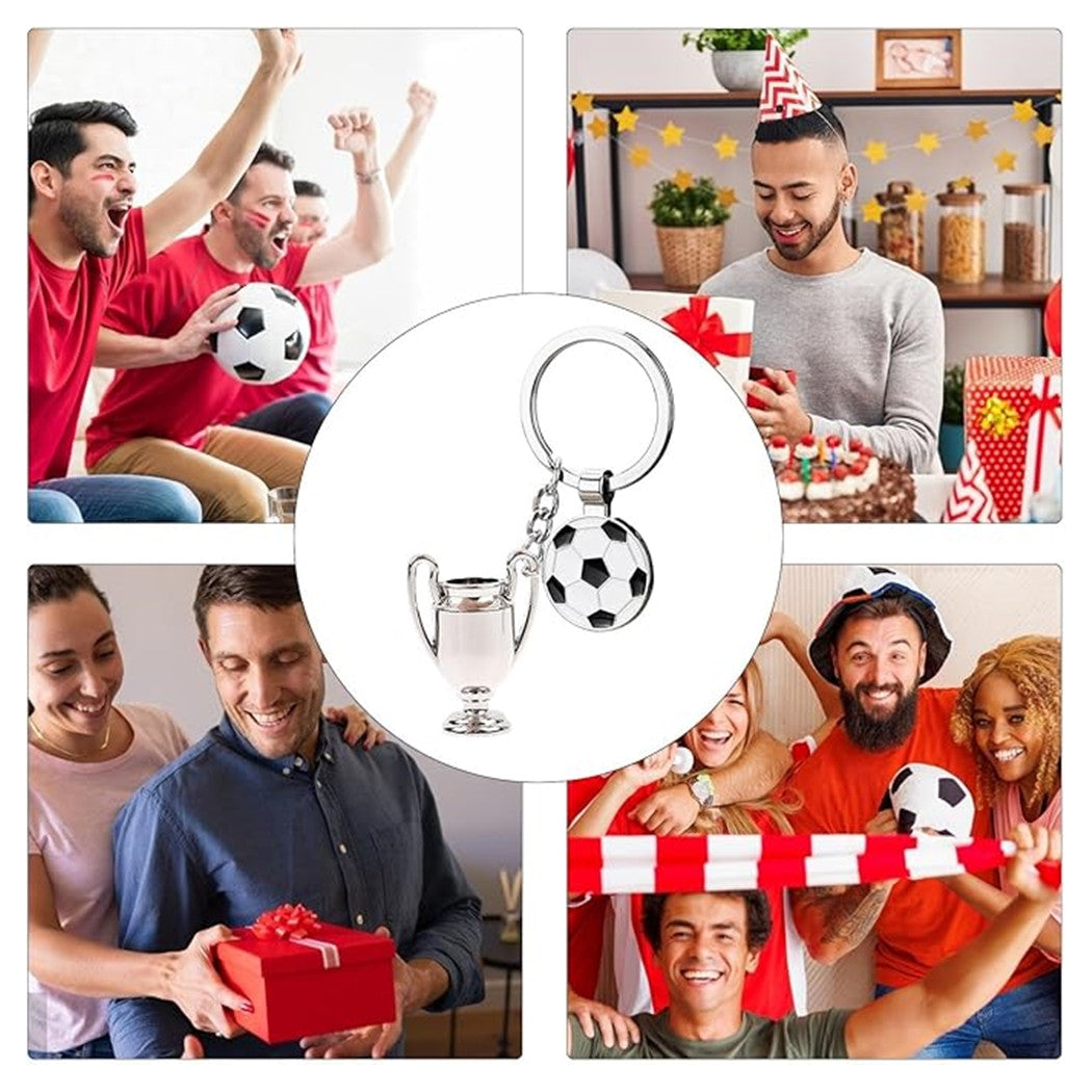 Trade Shop - Set 12 Pz Portachiavi Da Calcio Con Pallone Coppa Per Uomo Donna Sportivo Bomboniere         