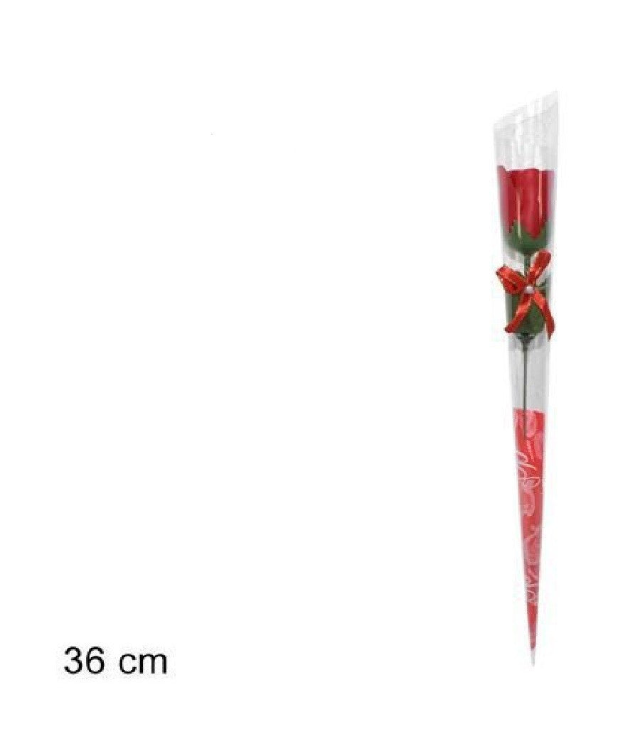 Set 12 Pz Rose Rosa Rossa Fiore Con Diamantino Fiocco 36cm Regalo San Valentino         