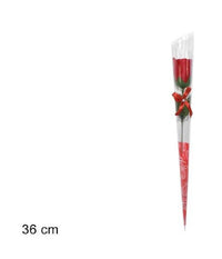 Set 12 Pz Rose Rosa Rossa Fiore Con Diamantino Fiocco 36cm Regalo San Valentino         