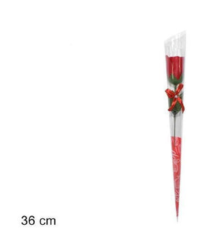 Set 12 Pz Rose Rosa Rossa Fiore Con Diamantino Fiocco 36cm Regalo San Valentino         