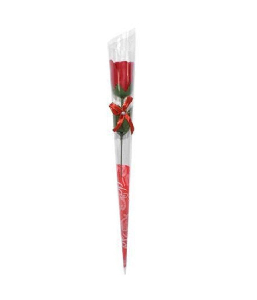 Set 12 Pz Rose Rosa Rossa Fiore Con Diamantino Fiocco 36cm Regalo San Valentino         