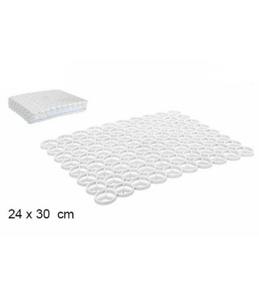 Trade Shop - Set 12 Pz Tappeto Tappetino Lavello Plastica Ad Anelli Cucina 30 X 24 Cm Bianco -