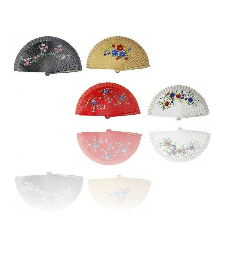 Set 12 Pz Ventagli Ventaglio Fantasia Fiori 23x42cm Estate Caldo Gadget         