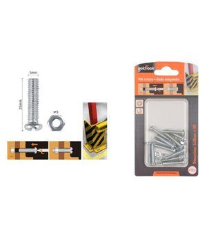 Set 12 Pz Viti Vite Testa A Croce Tonda 5x25mm Con Dadi Dado Esagonale M5 90969         