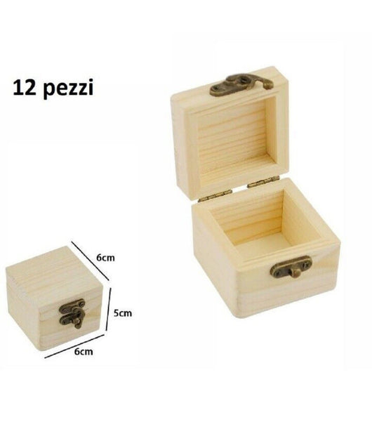 Set 12 Scatoline In Legno Portagioie Scatola Cofanetto Quadrate 74001a Ly-613279         