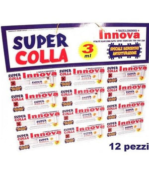 Set 12 Tubetti Colla Cianoacrilica Per Riparazione Plastica Metallo Legno 3g         
