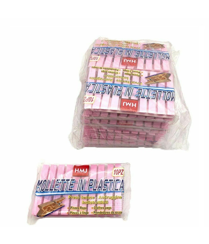 Set 120 Pezzi Mollette Pinze Bucato Panni Plastica Extraforte Rosa         