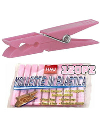 Set 120 Pezzi Mollette Pinze Bucato Panni Plastica Extraforte Rosa         