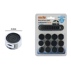 Trade Shop - Set 12pz Aeratore Per Rubinetti M24 In Abs Filtro Rubinetto Maschio Guarnizioni 52704         