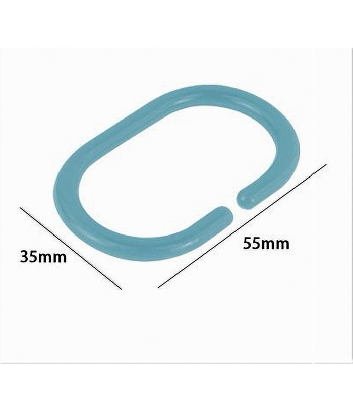 Set 12pz Anelli Ganci Per Tenda Da Doccia Box Bagno In Plastica Pp Azzurro 87245         
