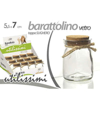Set 12pz Barattolo Barattolino In Vetro Trasparente Tappo Sughero 5.5x7cm 715754         