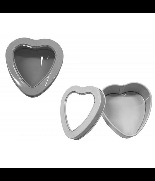 Trade Shop - Set 12pz Bomboniera Cuore Bianco Scatolina Latta Metallo Portaconfetti Matrimoni -
