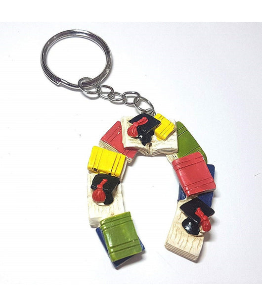 Set 12pz Bomboniera Ferro Di Cavallo Laurea Cappello Libro Fortuna Ceramica Portachiave         