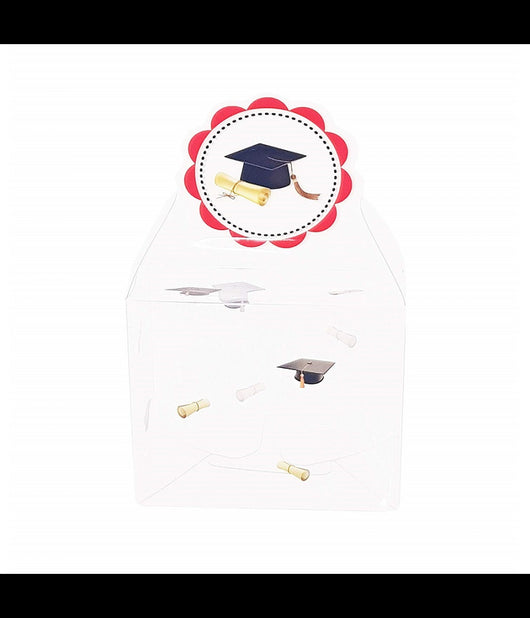 Set 12pz Bomboniera Scatola Cappello Tesi Trasparente In Pvc Portaconfetti Laurea         