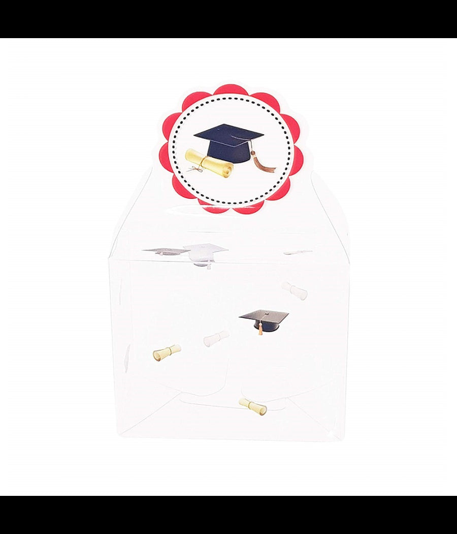 Set 12pz Bomboniera Scatola Cappello Tesi Trasparente In Pvc Portaconfetti Laurea         
