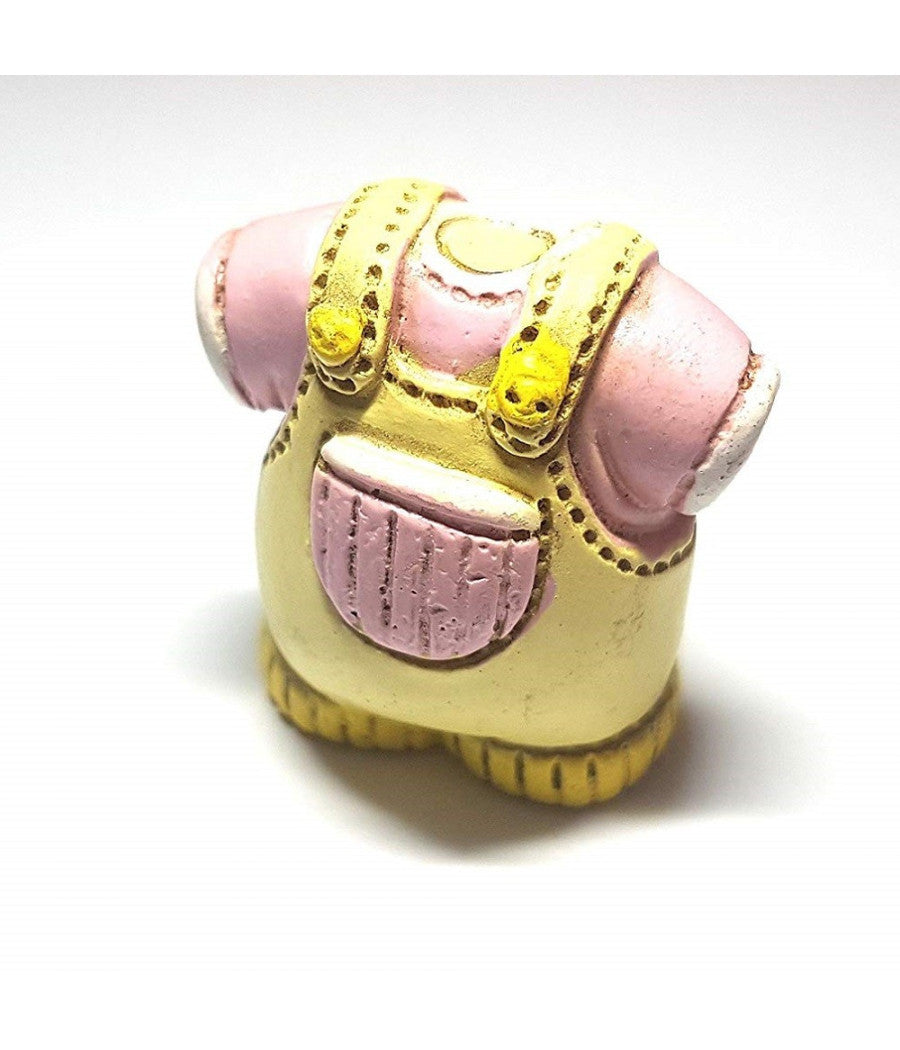 Set 12pz Bomboniera Vestitino Rosa 3d Bambina Ceramica Appoggio Battesimo Nascita         