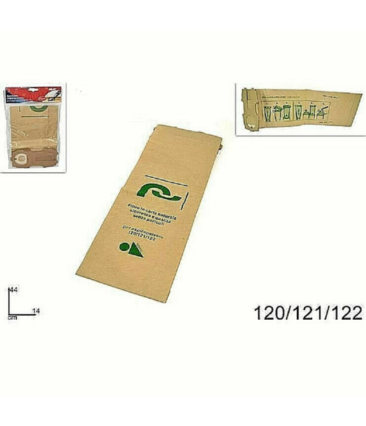 Set 12pz Buste Sacchetto Filtro Carta Naturale Aspirapolvere Modelli 120/121/122         