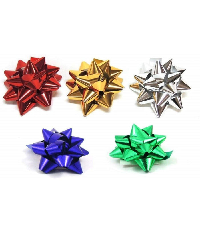 Set 12pz Coccarde Stelle Colorate Metallizzati Misti Adesive Confezione Regalo         