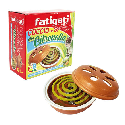 Trade Shop - Set 12pz Coccio In Ceramica Con 10 Spirali Alla Citronella Antizanzare 8 Ore 463244 -