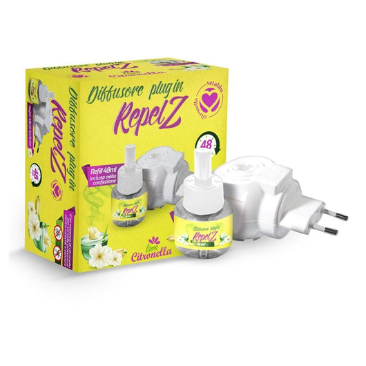 Trade Shop - Set 12pz Diffusore Plug In Repelz Citronella Con 1 Ricarica Da 48ml Antizanzare 034200 -