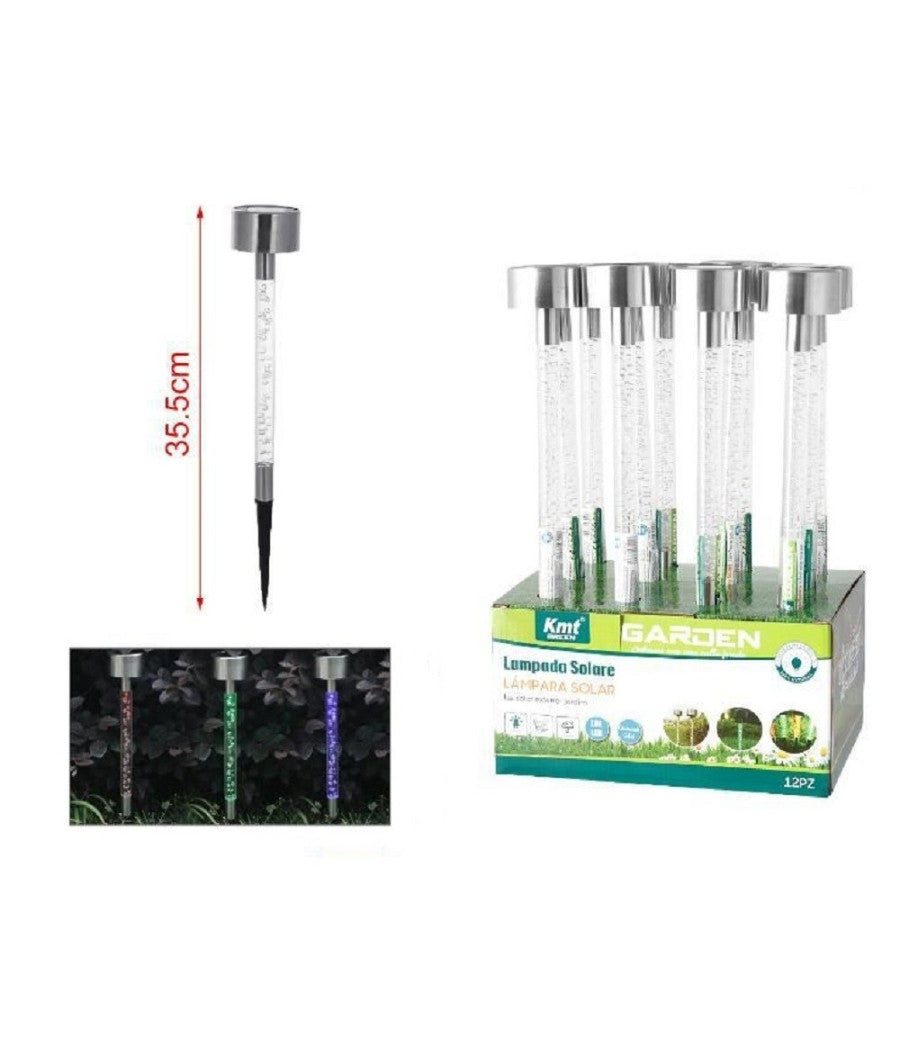 Set 12pz Lampada Solare 35.5cm Con Picchetto Bolle Colorate Led Giardino 2003021         