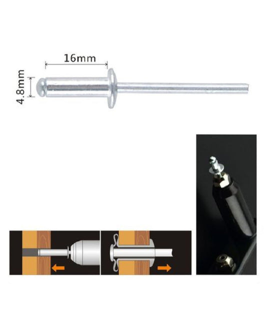 Set 12pz Rivetti Rivetto 4.8x16mm Accessori Bricolage Ferramenta Fai Da Te 90822         