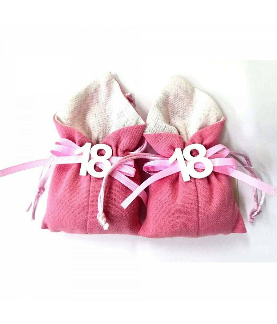 Trade Shop - Set 12pz Sacchetto Colorato Numero 18 Anni Juta 10x13cm Bomboniera Portaconfetti - Giallo