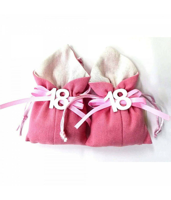 Trade Shop - Set 12pz Sacchetto Colorato Numero 18 Anni Juta 10x13cm Bomboniera Portaconfetti - Giallo