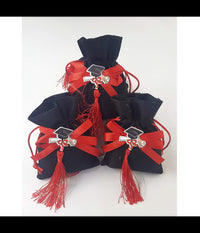 Set 12pz Sacchetto Nero Laurea Juta 10x12cm Bomboniera Bomboniere Porta Confetti         