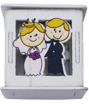 Set 12pz Scatola Sposi Matrimonio 5.5x5.5cm Legno Bianco Scritta Love Bomboniera         