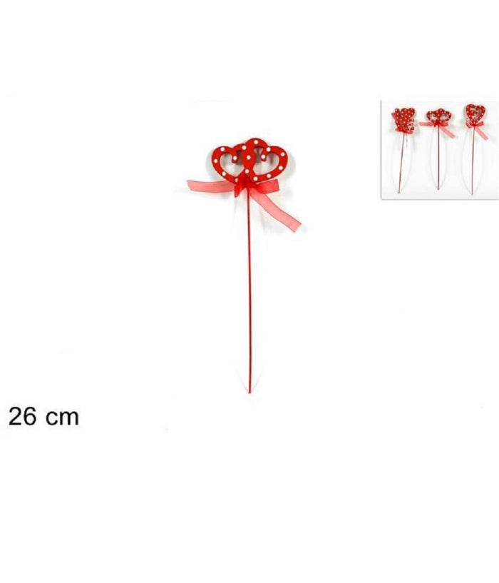 Set 12pz Spillone Legno Con Fiocco Cuore Love 26cm San Valentino 3 Modelli         