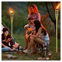 Trade Shop - Set 12pz Torcia In Bambù Naturale 150cm Da Giardino Per Esterni Con Stoppino 020097 02335 -        