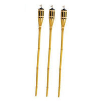 Trade Shop - Set 12pz Torcia In Bambù Naturale 150cm Da Giardino Per Esterni Con Stoppino 020097 02335 -        