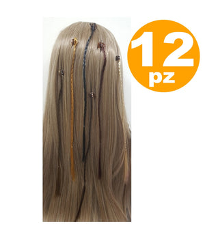 Set 12pz. Trecce Treccine Fascia Clip Pinza Extension Lunga 30cm Ferma Capelli         