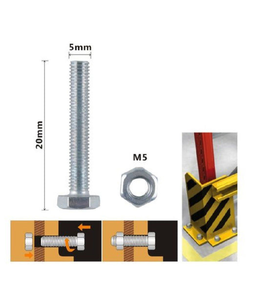 Set 12pz Vite Viti Per Esterno A Testa Esagonali 5 X 20mm Con Dadi Dado M5 90910         