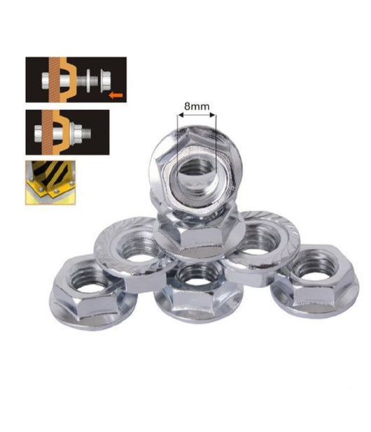 Set 13 Pz Dado Esagonale Flangiato Dadi Di Serraggio M8 Bulloni Vite 8mm 94924         