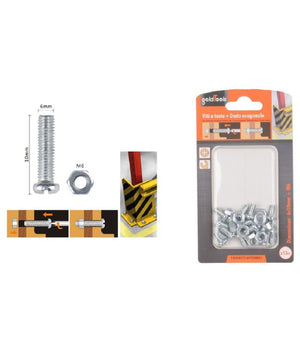 Set 13 Pz Viti Vite Testa A Croce Tonda 6x10 Mm Con Dadi Dado Esagonale M6 90973         