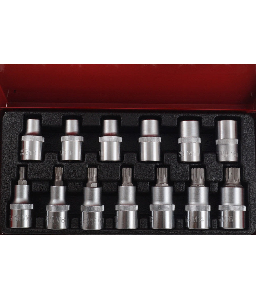 Set 13pz Bussole Boccole Chiavi Torx Inserti Maschi E Femmina In Valigetta Crv         