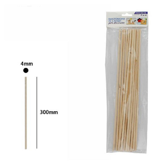 Trade Shop - Set 15 Bastoncini In Legno Lavoretti Attività Creative Stecchette 4x300mm 53871a -