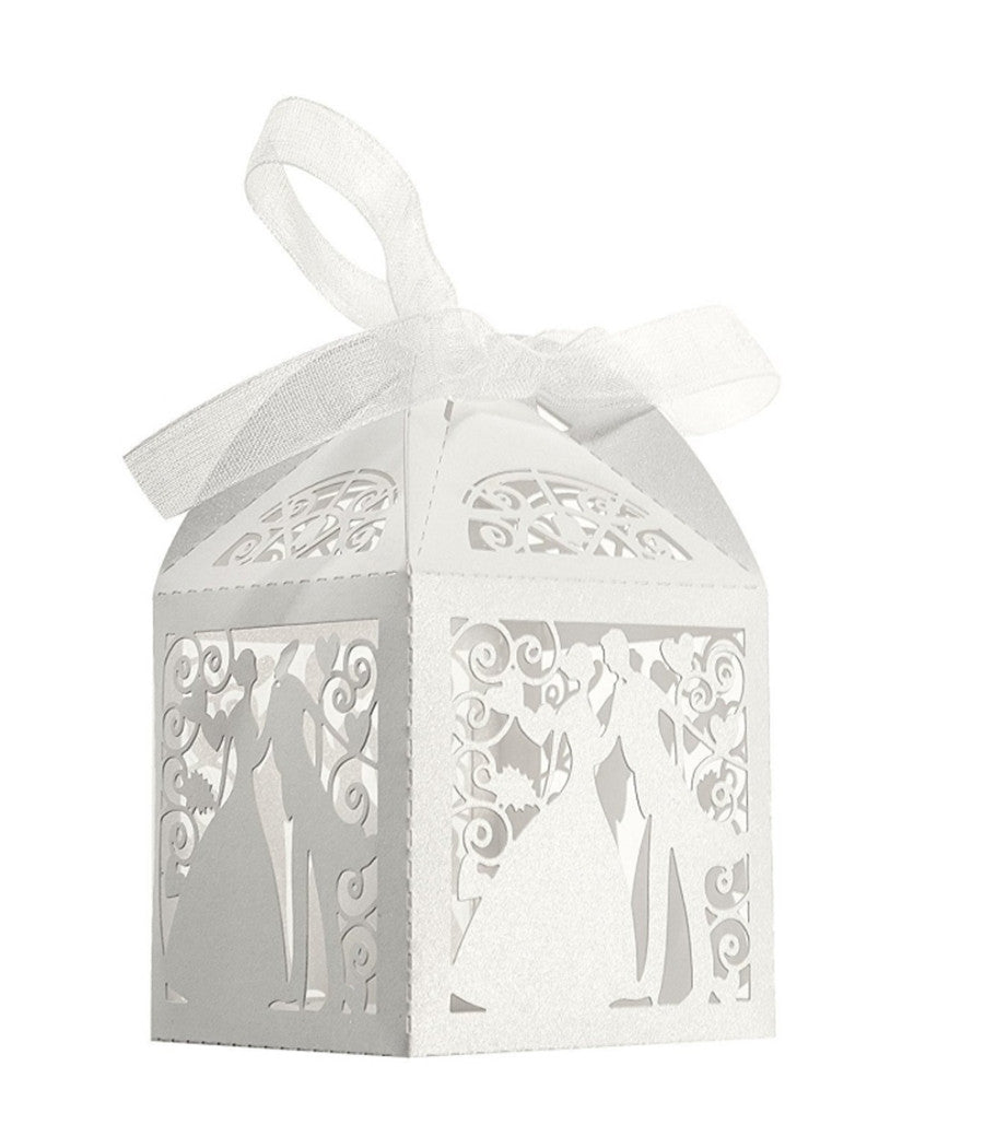 15 Bomboniera Scatolina Avorio Sposi Cubo Portaconfetti Segnaposto Matrimonio         