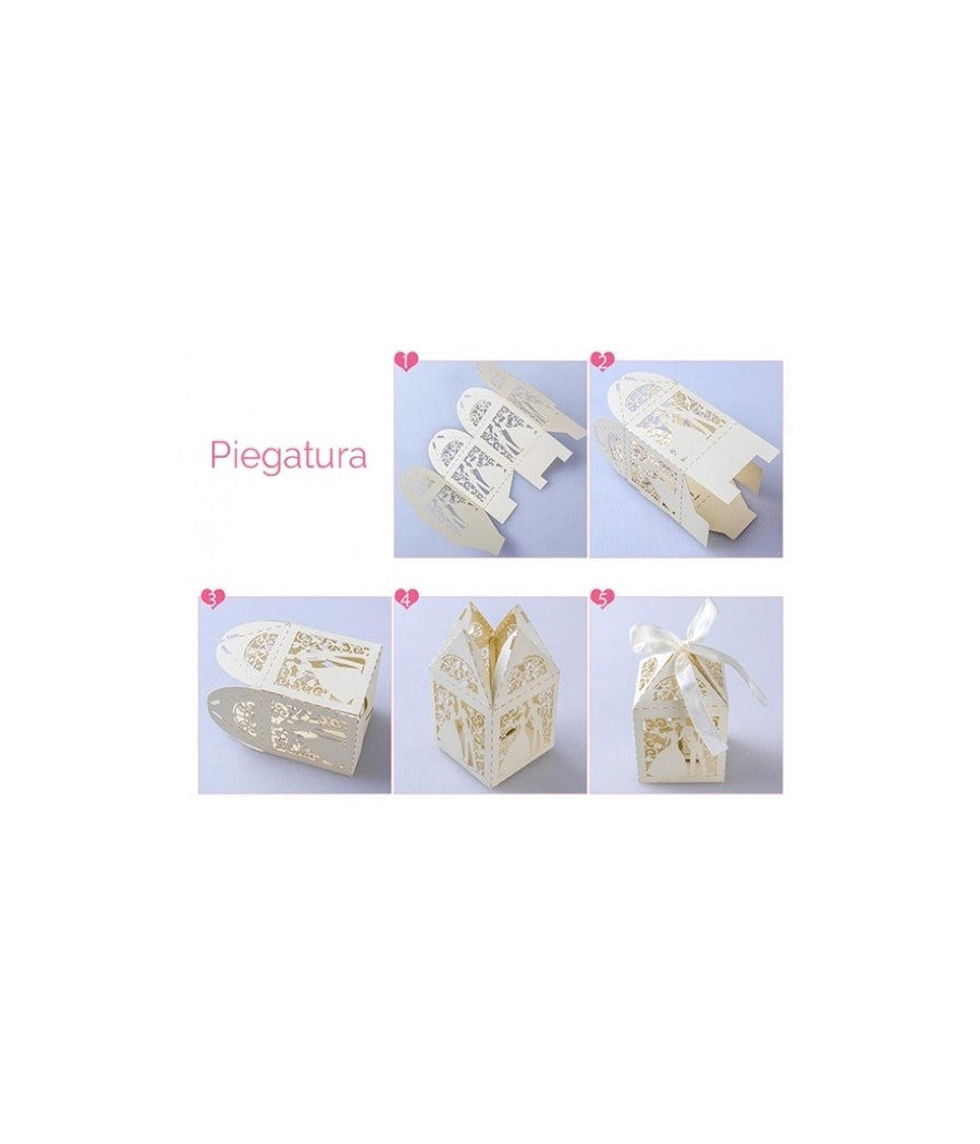 15 Bomboniera Scatolina Avorio Sposi Cubo Portaconfetti Segnaposto Matrimonio         