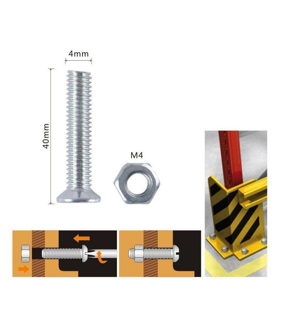 Set 15 Pezzi Viti Vite Testa A Croce Piatta 4x40 Mm Con Dado Esagonale M4 90937         