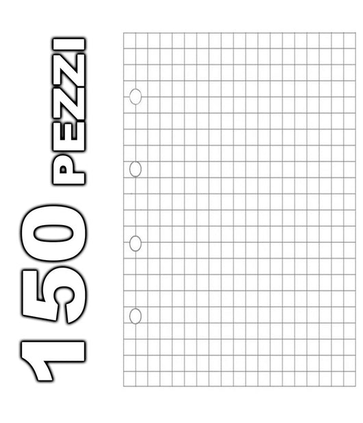 Set 150 Ricambi Fogli Forati Per Quaderni Anelli A5 Quadretti 5mm Scuola Ufficio         