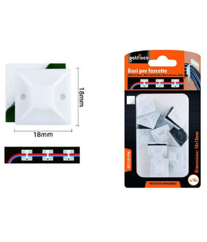 Set 16 Pezzi Basi Per Fissaggio Fascette Passante Supporto Adesivo 18x18mm 57192         