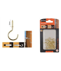 Set 16 Pezzi Vite A Gancio 3/4" 20 Mm Viti Autofilettanti Dorate Per Legno 90808         