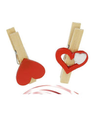Set 16 Pz Mollettine Di Legno Con Cuore Rosso San Valentino Vari Modelli 92317         