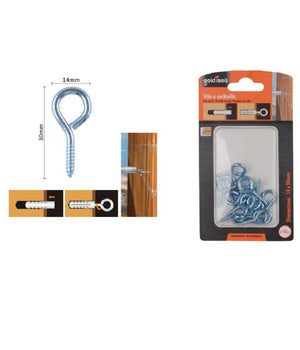 Set 16pz Viti Vite A Occhiello Gancio Chiuso 14x30mm Filettatura Per Legno 90719         