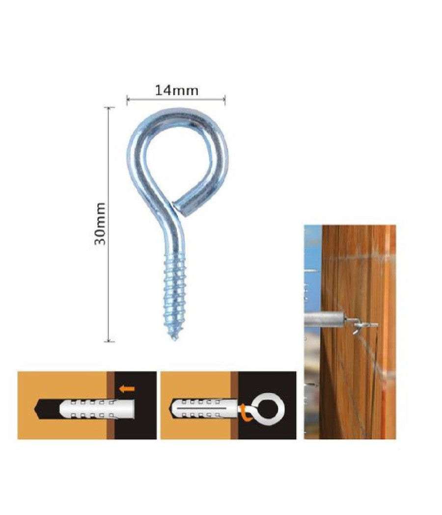 Set 16pz Viti Vite A Occhiello Gancio Chiuso 14x30mm Filettatura Per Legno 90719         