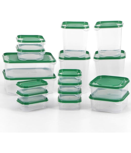 Set 17pz Contenitori Per Alimenti Con Coperchio Impilabili Trasparenti Microonde         