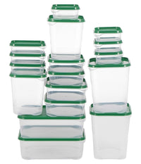 Set 17pz Contenitori Per Alimenti Con Coperchio Impilabili Trasparenti Microonde         